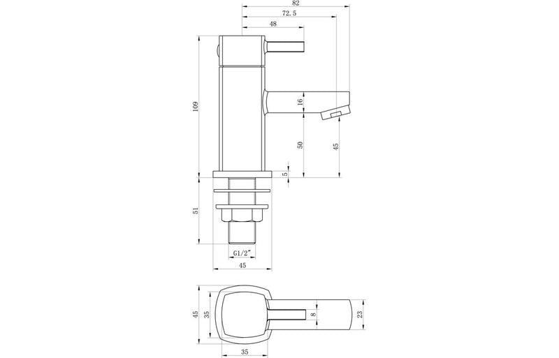 Square Hot & Cold Basin Taps