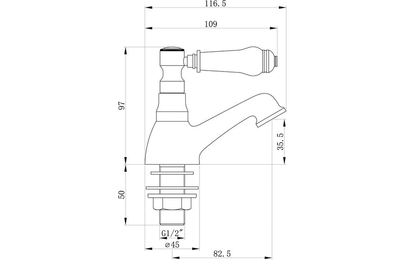 Traditional Lever Basin Pillar Taps