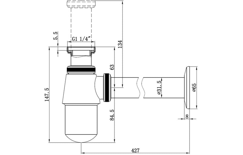 Brush Brass Bottle Trap