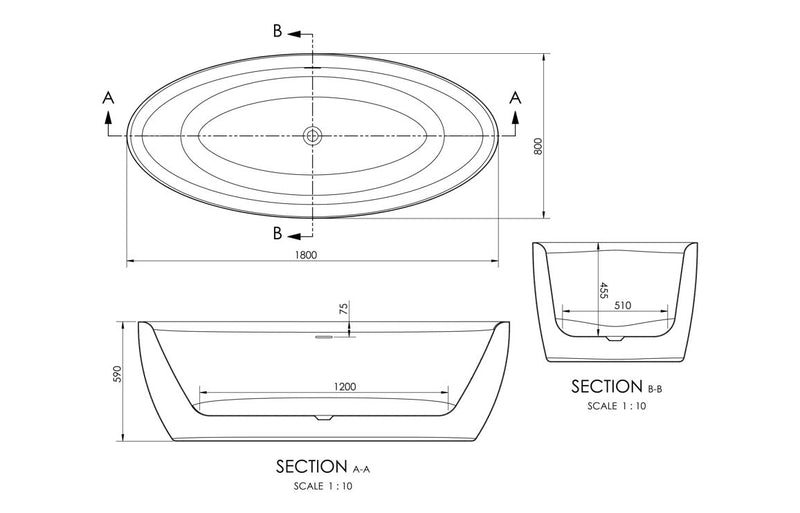 Prospect Freestanding Bath 1800x800mm