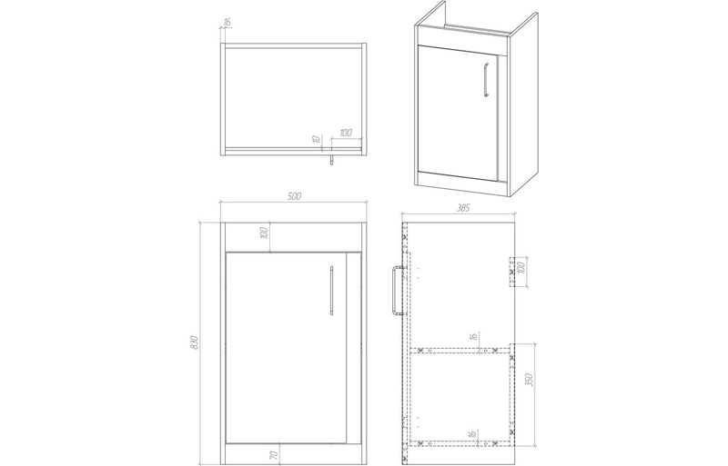 Seaforth 510mm Single Door Vanity Unit