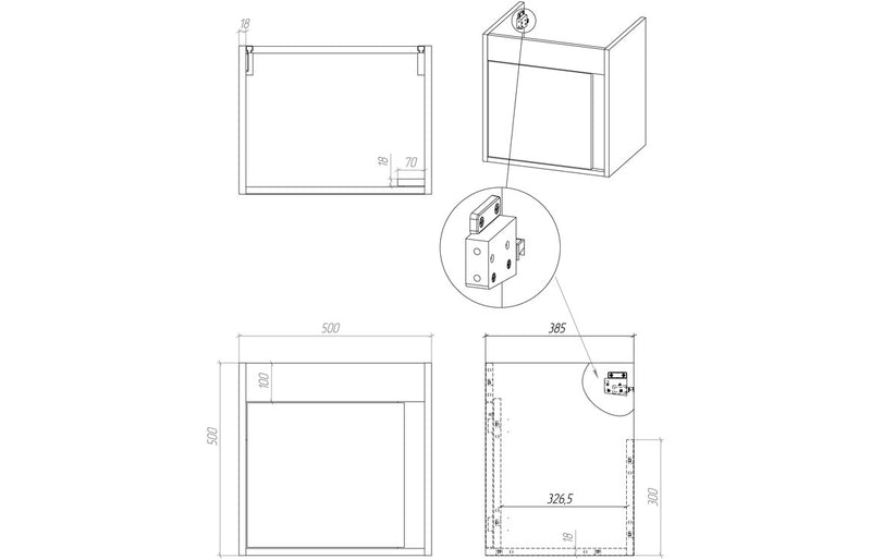 Seaforth 510mm Single Door Wall Hung Vanity Unit