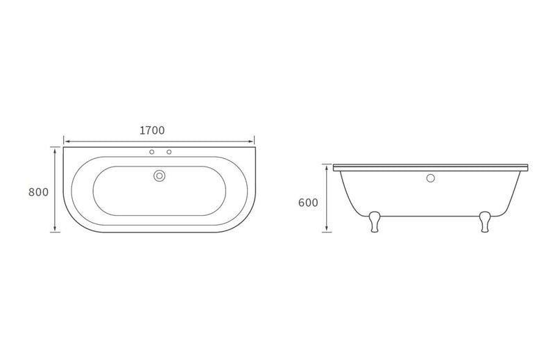 Traditional Back To Wall Freestanding Bath