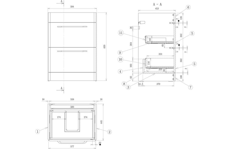 Roan Floor Standing 610mm Drawer Unit with Light