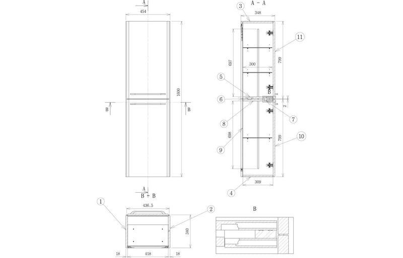 Roan 1600mm Wall Hung Tall Unit