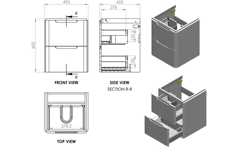 Grace 500mm Wall Hung Vanity Unit