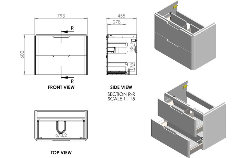 Grace 805mm Wall Hung Vanity Unit