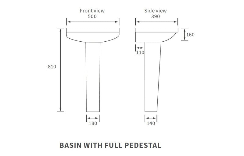 Mayfair 500mm Basin & Pedestal