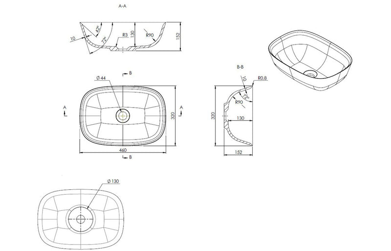 Thin Edged Resin Washbowl - 460mm