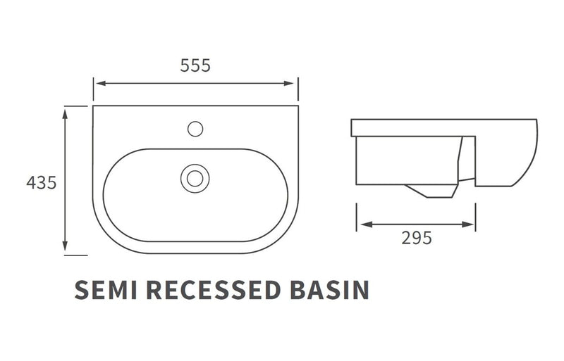 Lilac 555mm Semi Recessed Basin