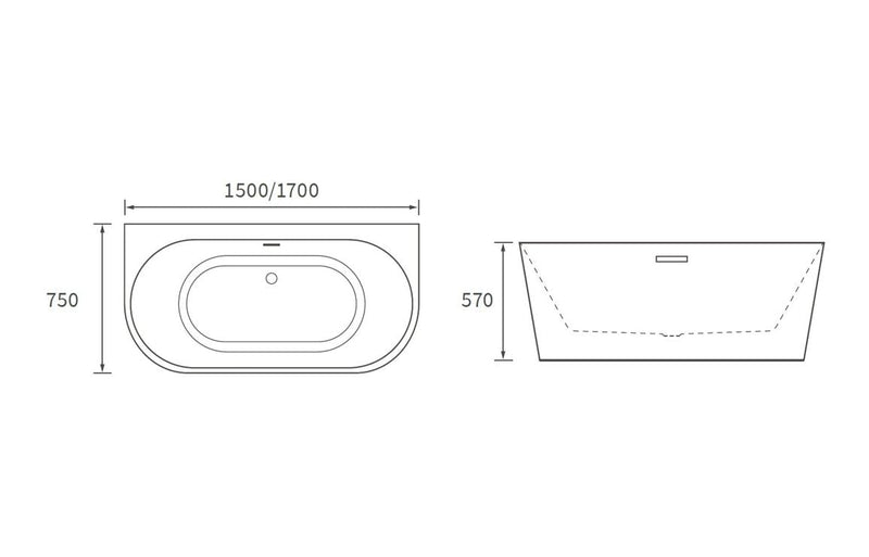 D Shaped Freestanding Bath 1700mm