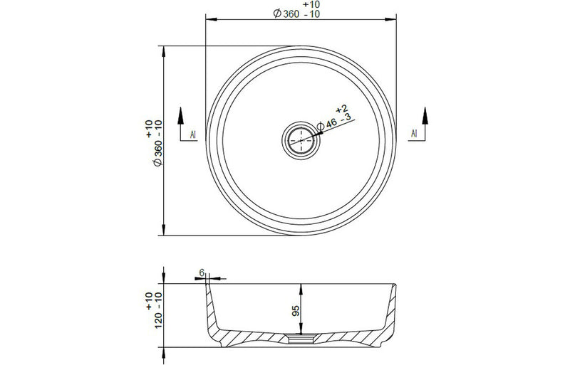 Round 355mm Washbowl inc Matching Waste