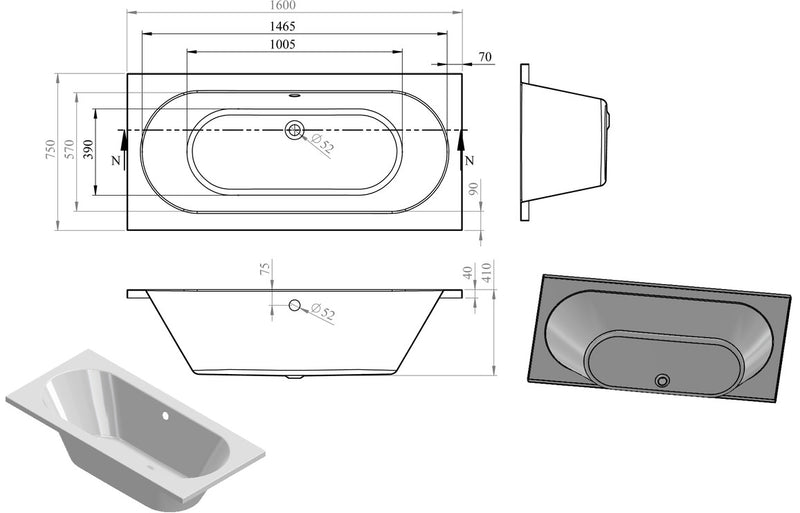 Curved Double Ended Bath 0TH