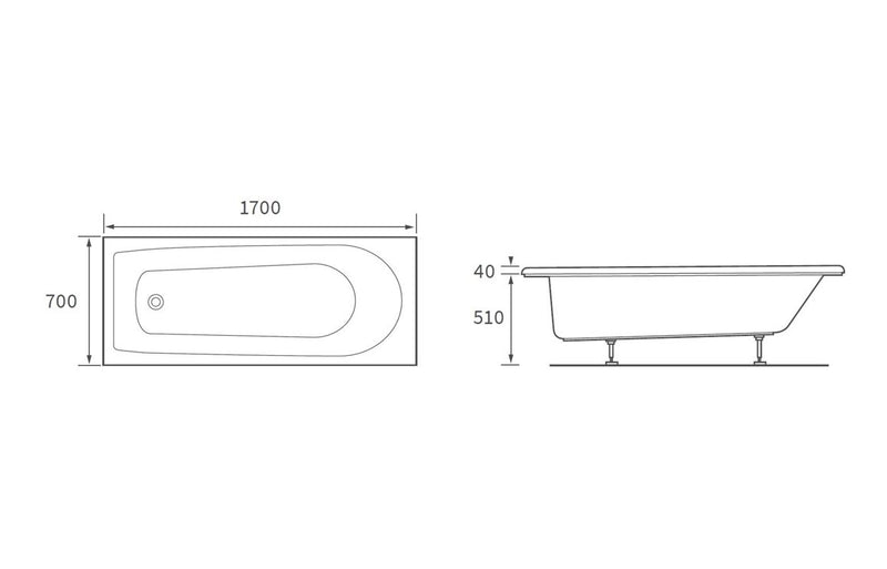 1700x700 Curved Bath 2TH