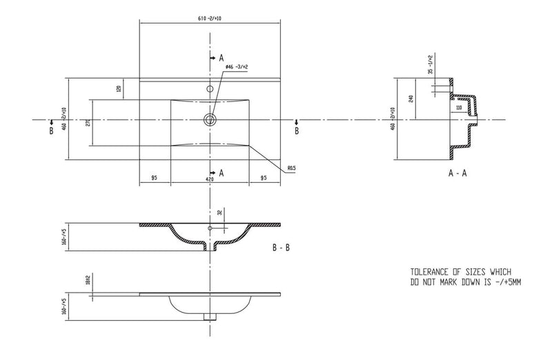 Sunlight Wall Hung 615mm Vanity & Basin