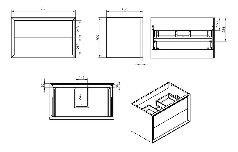 Sunlight Wall Hung Drawer Unit & Top