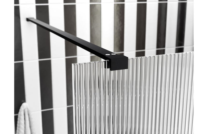 Strand Black Fluted Wetroom Screen