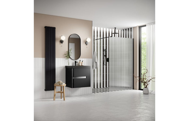 Strand Black Fluted Wetroom Screen