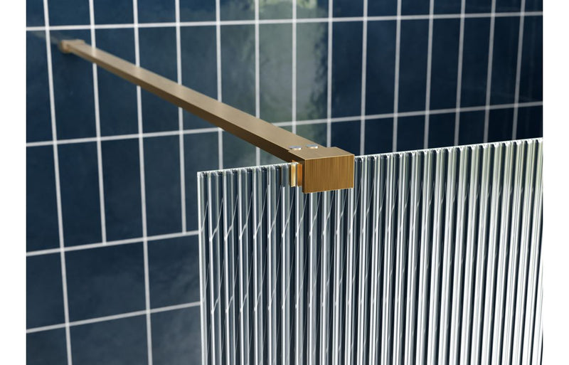 Strand Fluted Brushed Brass Wetroom Screens