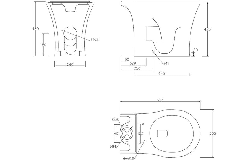 Sandy Rimless Close Coupled Open Back