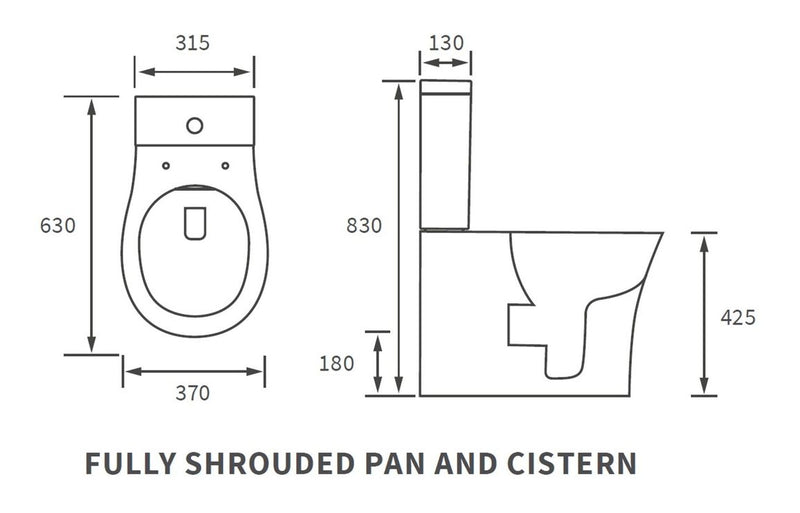 Sandy Rimless Close Coupled Toilet - Closed Back