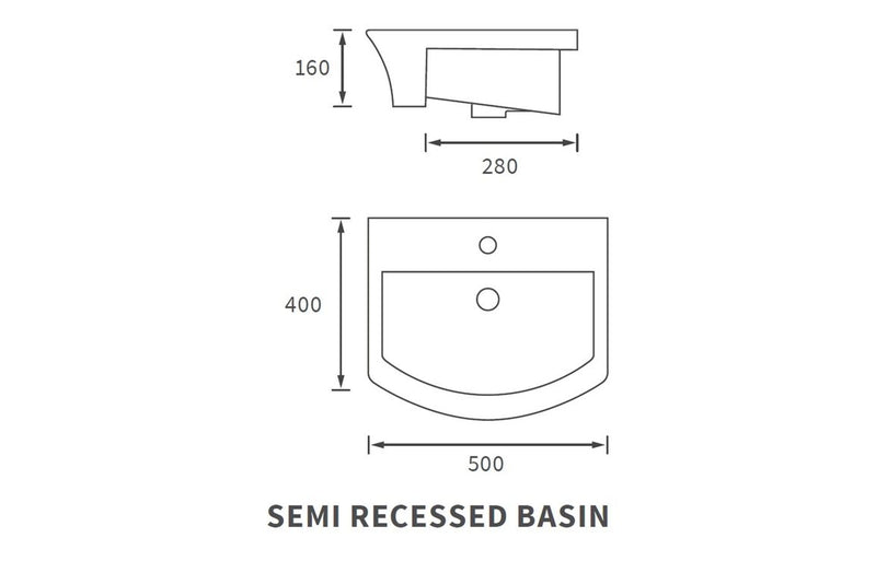 Sandy 500mm Semi Recessed Basin