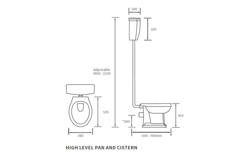 Sherwood Traditional High Level WC - Brass Finish