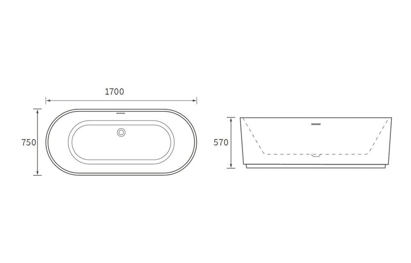 Strait Fluted Freestanding Bath 1700mm