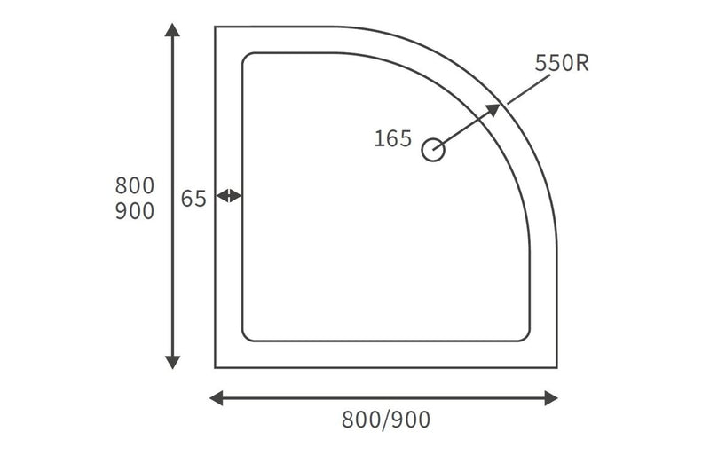 25mm Antislip Quadrant Shower Tray & Waste