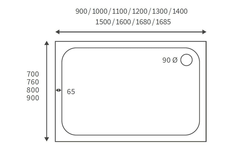 45mm Low Profile Rectangle Tray & Waste