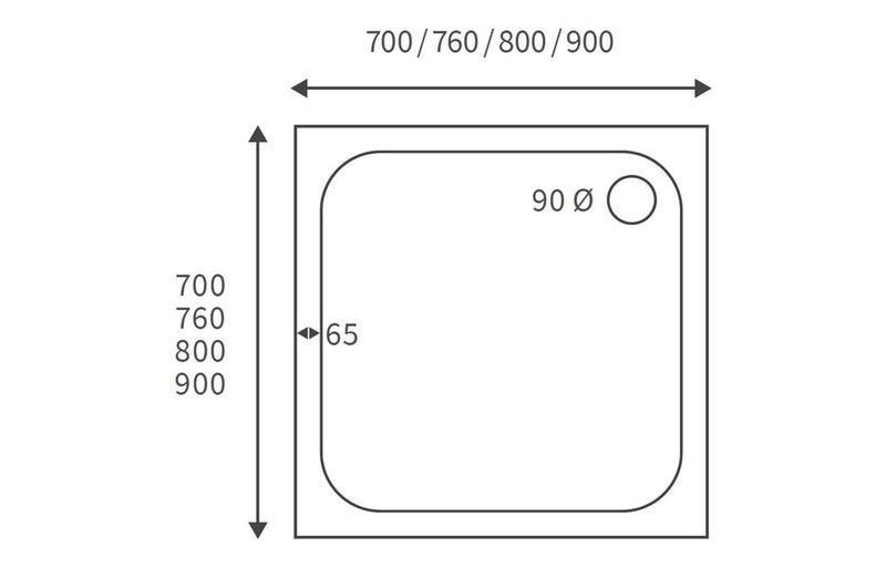 45mm Low Profile Square Tray & Waste