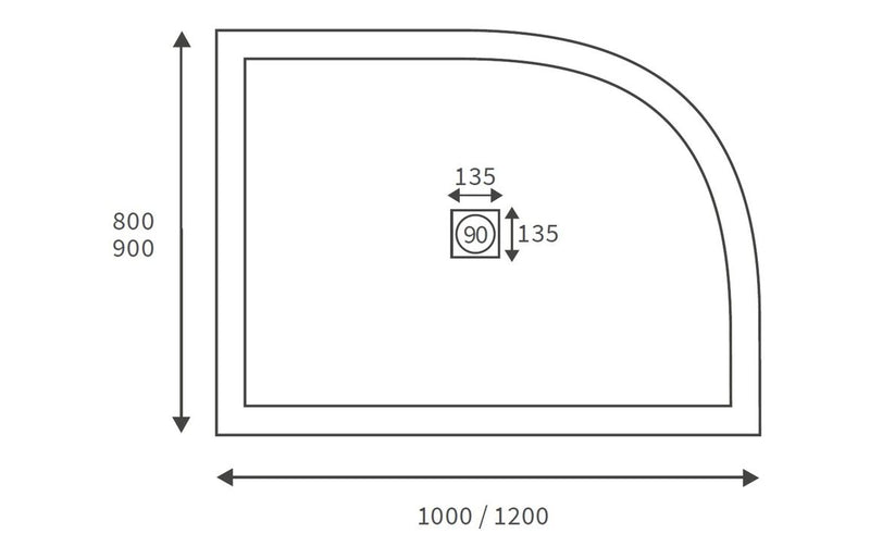 25mm Designer Offset Quadrant Shower Tray & Waste