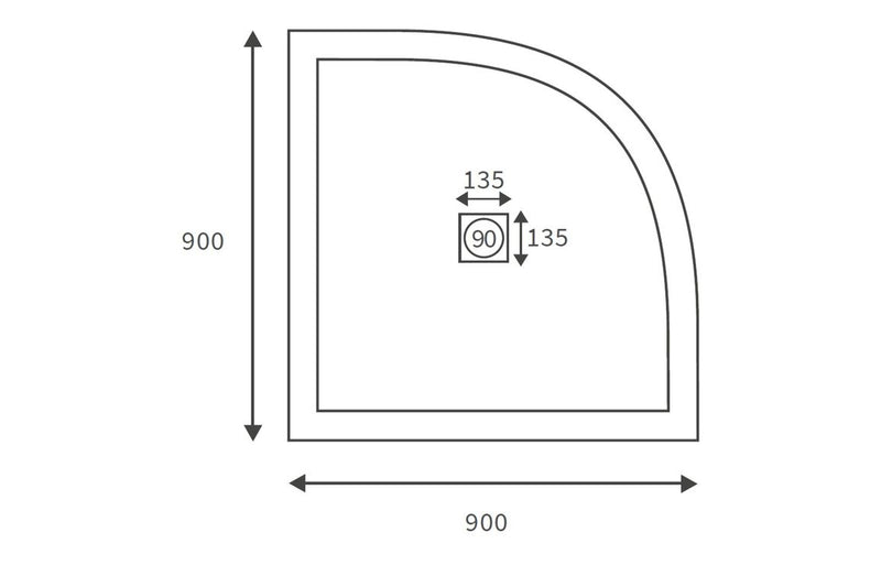 900mm Quadrant Designer Shower Tray & Waste