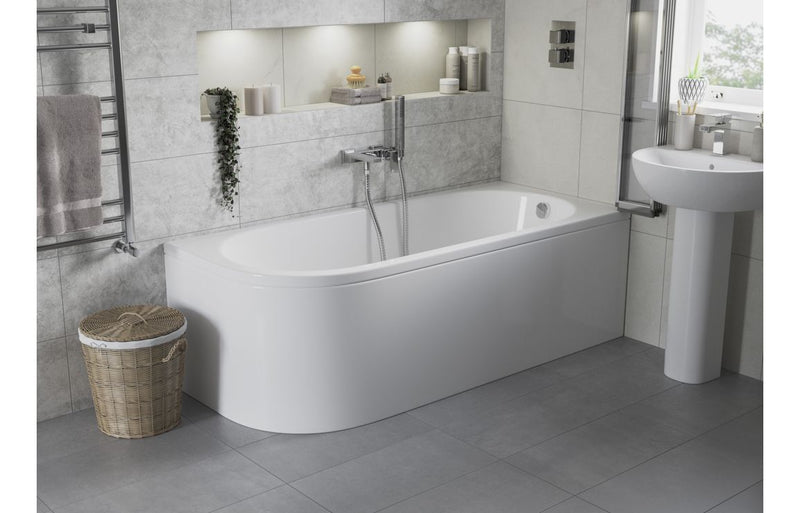 J Shaped 1700mm Single Ended Bath