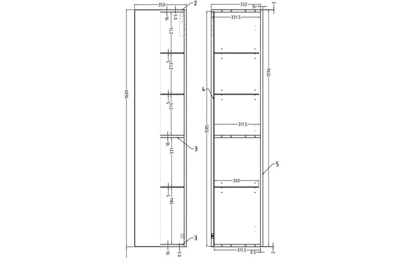 Bold 350mm Wall Hung Tall Unit