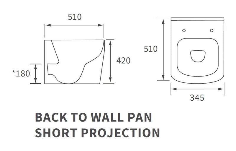 Tuscany Rimless BTW Pan & Seat - Short Projection