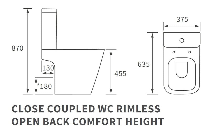 Tuscany Rimless Comfort Height - Open Back