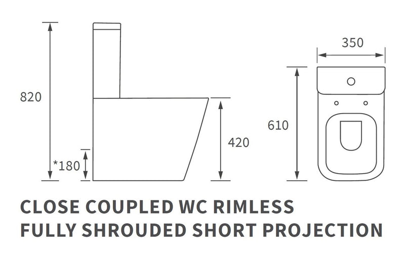 Tuscany Rimless Short Projection Toilet - Closed Back