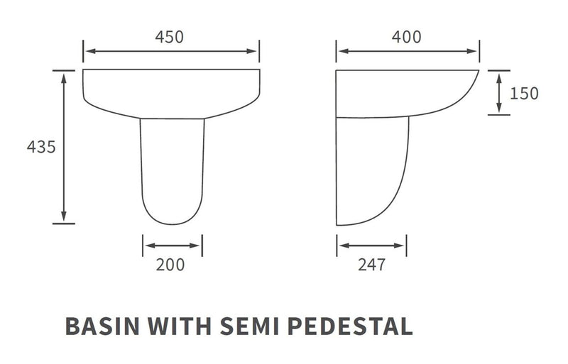 Milan 450mm Basin & Semi Pedestal