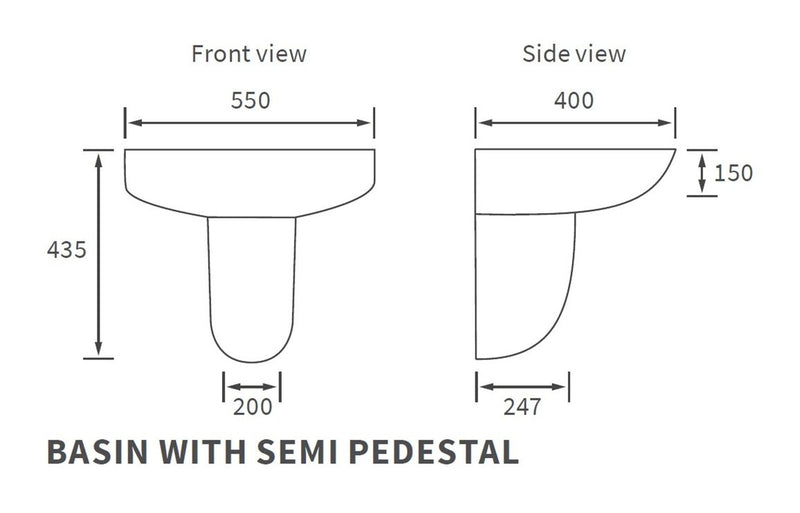 Milan 550mm Basin & Semi Pedestal