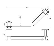 Angled 40cm Grab Rail - Matt Black