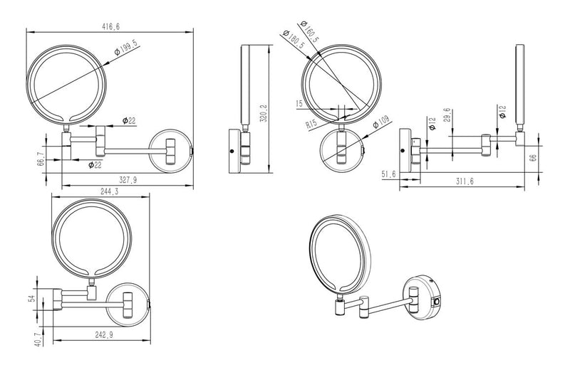 Moon Round LED Cosmetic Mirror