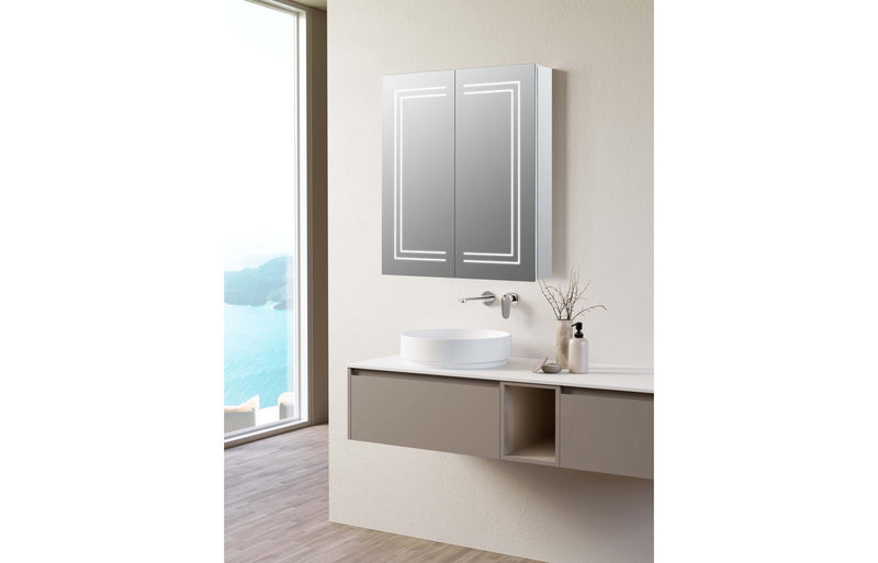 Ikus 600mm 2 Door Front-Lit LED Mirror Cabinet